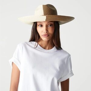 NWT Uma Two-Tone Modern Handwoven Panama Hat - Cafe Society